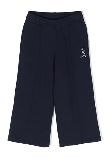 There Was One Kids logo-embroidered wide-leg track pants - Blu