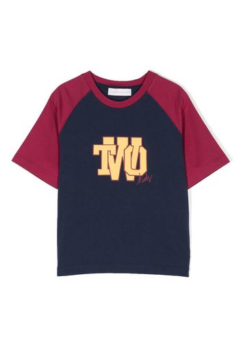 There Was One Kids logo-print cotton T-shirt - Blu