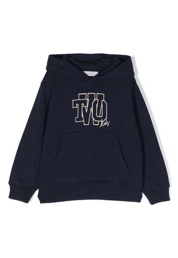 There Was One Kids logo-print cotton hoodie - Blu