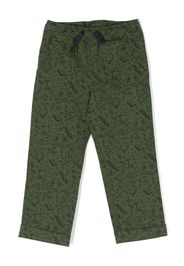 There Was One Kids sketch-print cotton chinos - Verde