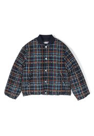 There Was One Kids tartan-print padded bomber jacket - Blu