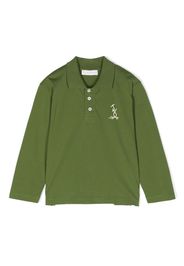 There Was One Kids logo-print cotton polo shirt - Verde