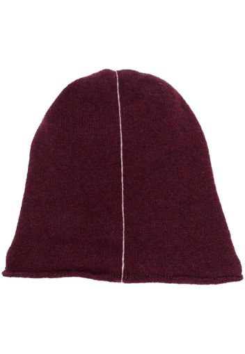 There Was One stripe-detail beanie hat - Rosso