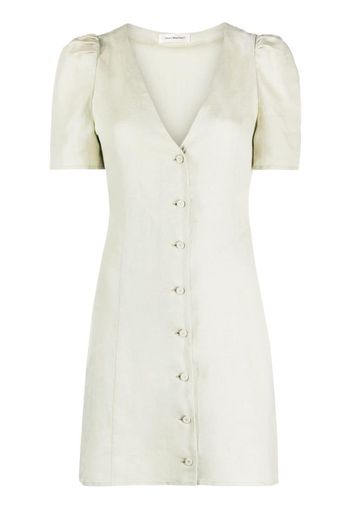 There Was One puff-sleeve linen mini dress - Verde