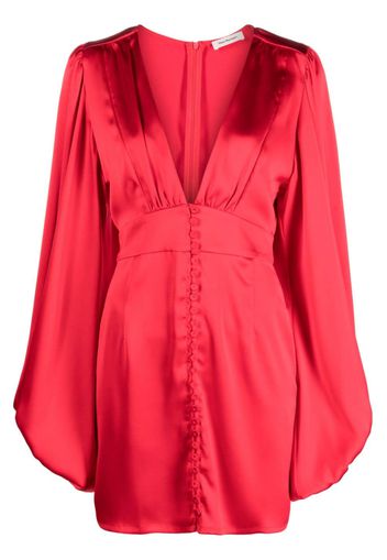 There Was One balloon-sleeve satin minidress - Rosso