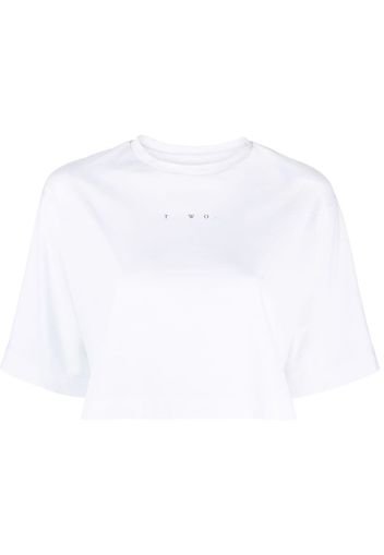 There Was One logo-print cropped T-shirt - Bianco