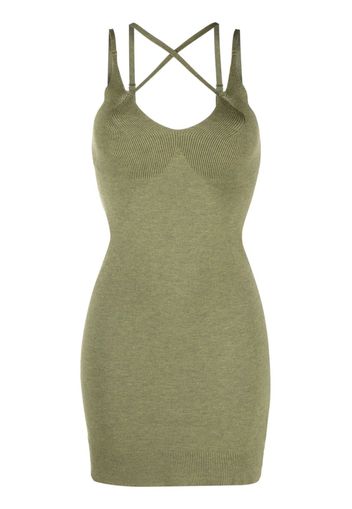 There Was One crossover-strap knitted minidress - Verde