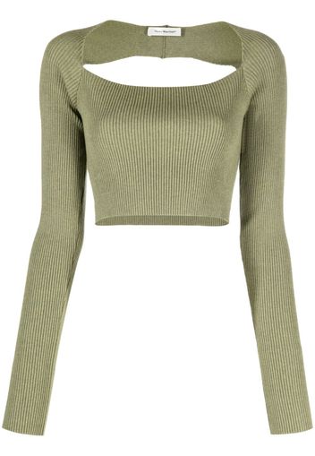 There Was One cut-out knitted cropped top - Verde