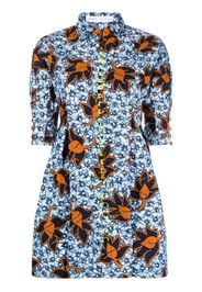 There Was One x Lisa Folawiyo floral-print pleated minidress - Blu