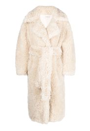 There Was One faux-shearling tie-waist coat - Toni neutri