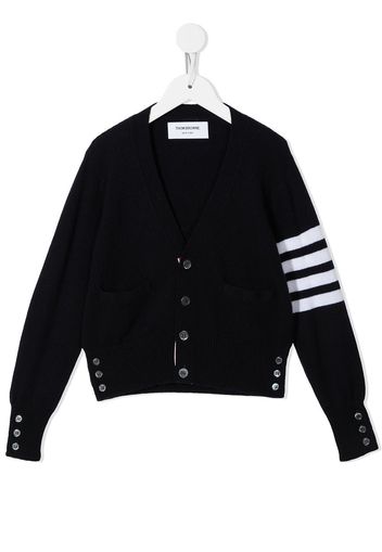 Thom Browne Kids Cardigan con scollo a V - Blu