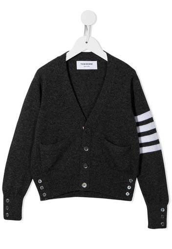 Thom Browne Kids Cardigan con scollo a V - Grigio