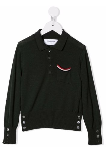 Thom Browne Kids Polo a maniche lunghe - Verde