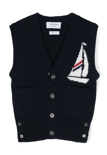 Thom Browne Kids Top con bottoni - Blu