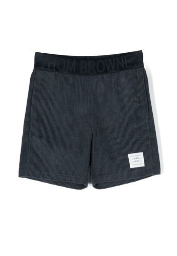 Thom Browne Kids Shorts con inserti a coste - Blu