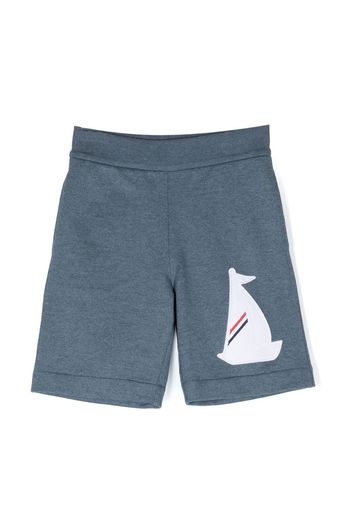 Thom Browne Kids Shorts con ricamo - Blu
