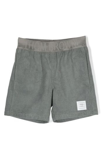 Thom Browne Kids Shorts con inserti a coste - Grigio