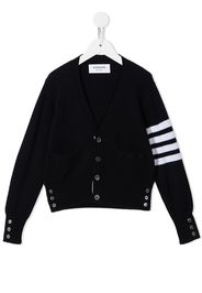 Thom Browne Kids Cardigan con scollo a V - Blu