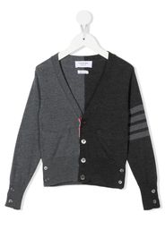 Thom Browne Kids Cardigan bicolore con scollo a V - Grigio