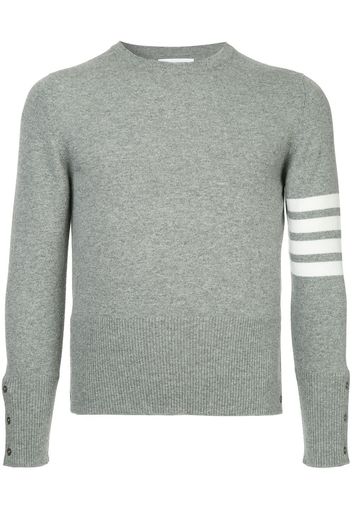 Thom Browne AMglione a girocollo con 4 bande sulla manica - 055 LIGHT GREY