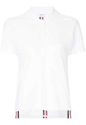 Relaxed Fit Short Sleeve Polo With Center Back Red, White And Blue Stripe In Classic Pique