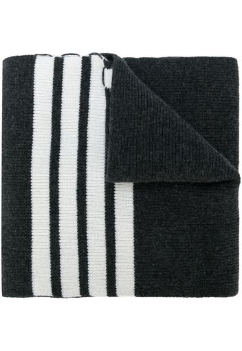 Full Needle Rib Scarf With White 4-Bar Stripe In Cashmere