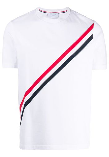 Thom Browne T-shirt con banda RWB - Bianco