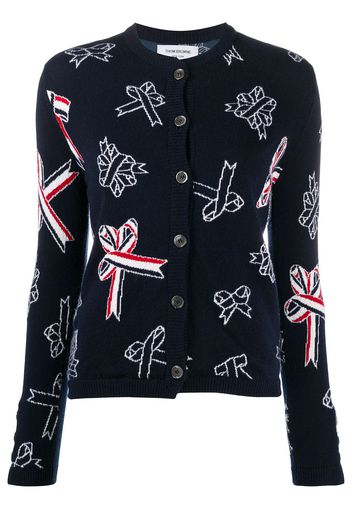 Thom Browne Cardigan con nastro - Blu