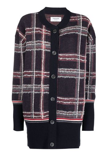 Thom Browne Cardigan lungo a quadri - Rosso