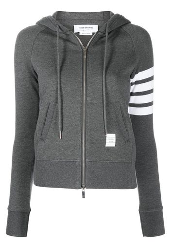 Thom Browne 4-Bar stripe zip-fastening hoodie - Grigio