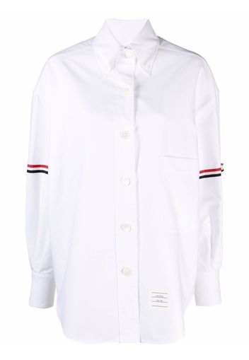 Thom Browne button-collar grosgrain armband shirt - Bianco