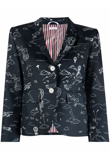 Thom Browne Blazer con stampa - Blu