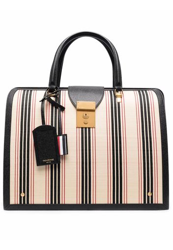 Thom Browne MR. THOM BAG W/ LEATHER FRAME IN HORSE HAIR - L43, H53, W19 - Bianco