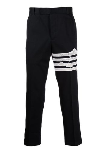 Thom Browne UNCONSTRUCTED CHINO TROUSER W/ 4BAR BRODERIE ANGLAISE IN SKY MOTIF - Blu