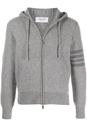 Thom Browne ZIP UP HOODIE W/ 4BAR IN OVERWASHED CASHMERE - Grigio