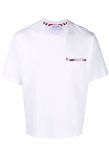 THOM BROWNE T-shirt con banda RWB - Bianco