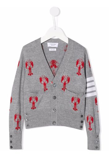 Thom Browne Cardigan con dettaglio a 4 righe - Grigio