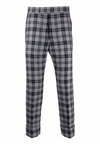 Thom Browne Pantaloni tartan crop - Grigio