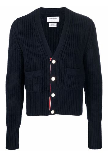 Thom Browne Cardigan con applicazione - Blu