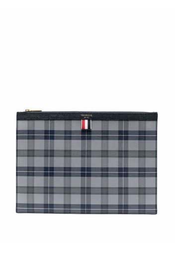 Thom Browne Portadocumenti con stampa tartan - Grigio