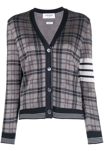 Thom Browne checked knitted cardigan - Grigio