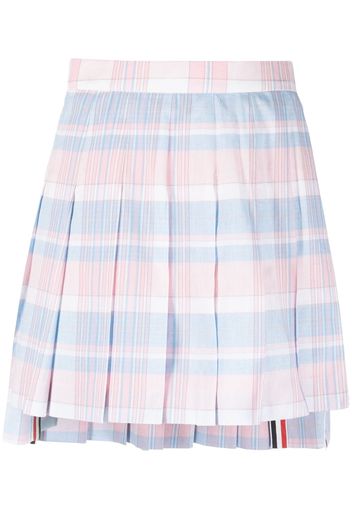 Thom Browne THIGH LENGTH DROPPED BACK PLEATED SKIRT IN MADRAS COTTON - 680 LT PINK