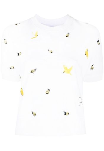 Thom Browne T-shirt con ricamo - Bianco