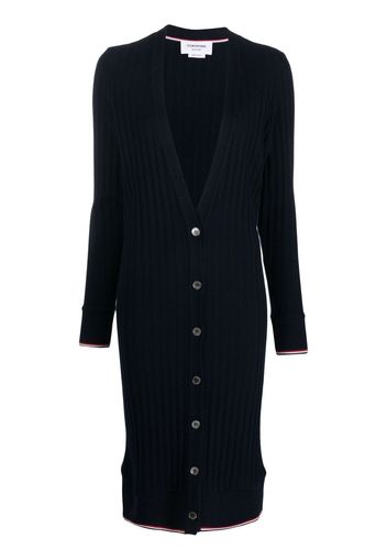 Thom Browne Cardigan lungo a coste - Blu