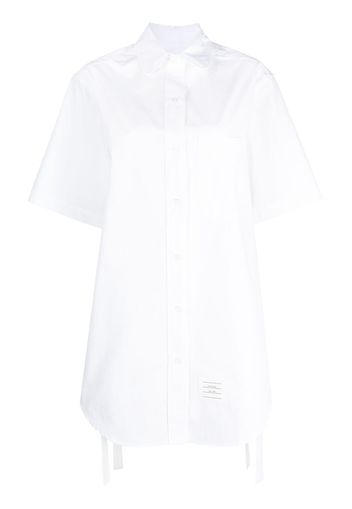 Thom Browne THIGH LENGTH S/S SUPERSIZED GATHERED SIDE SEAMS SHIRT DRESS IN HEAVY POPLIN - Bianco