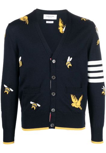 Thom Browne Cardigan con dettaglio a 4 righe - Blu