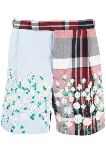 Thom Browne Shorts sartoriali con ricamo a fiori - Blu