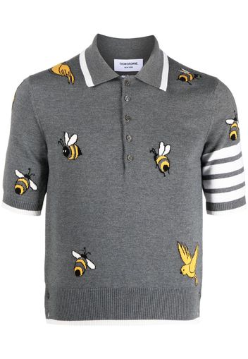 Thom Browne Polo con dettaglio a 4 righe - Grigio