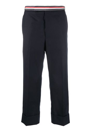 Thom Browne RWB-waistband cropped tailored trousers - Blu