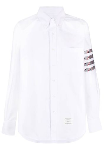 Thom Browne STRAIGHT FIT SHIRT W/ SILK 4BAR IN OXFORD - 133 GREY/WHITE